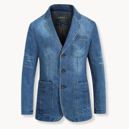 Hugo | Denim blazer with lapel collar and patch pockets