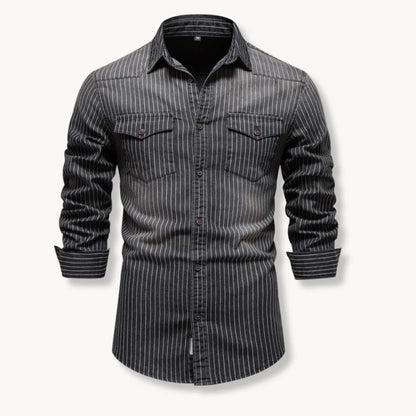 Hugo | Denim shirt with striped pattern and chest pockets