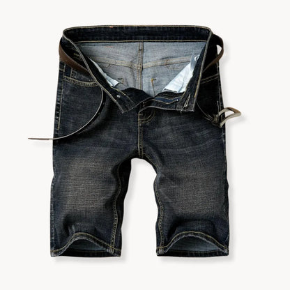Denim shorts with zip and button closure