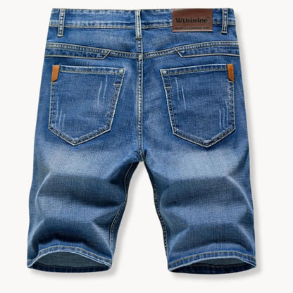 Denim shorts with zip and button closure