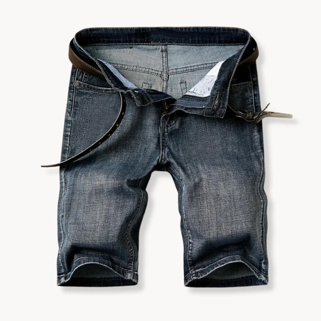 Denim shorts with zip and button closure