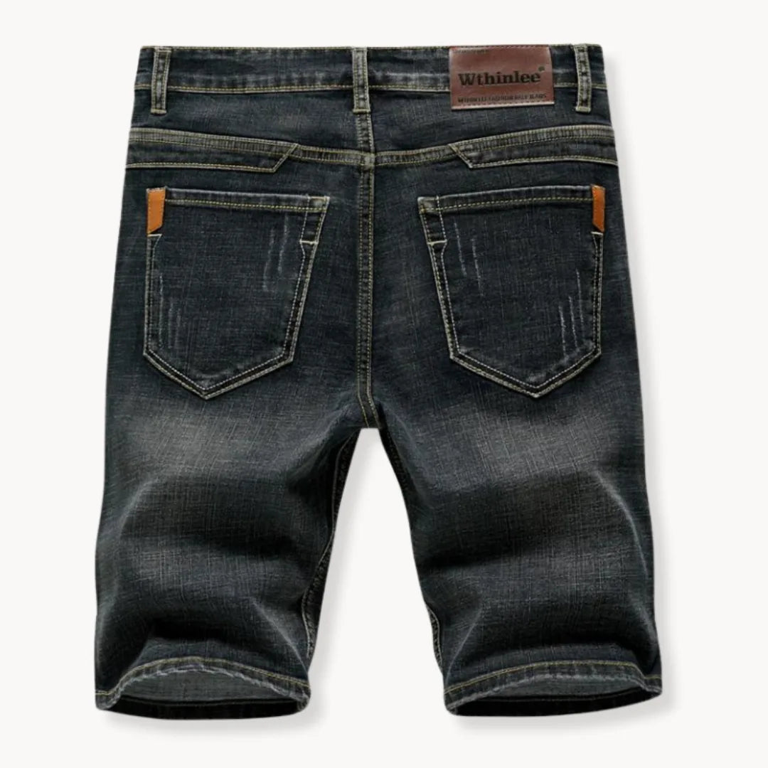 Denim shorts with zip and button closure