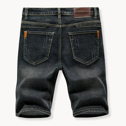 Denim shorts with zip and button closure