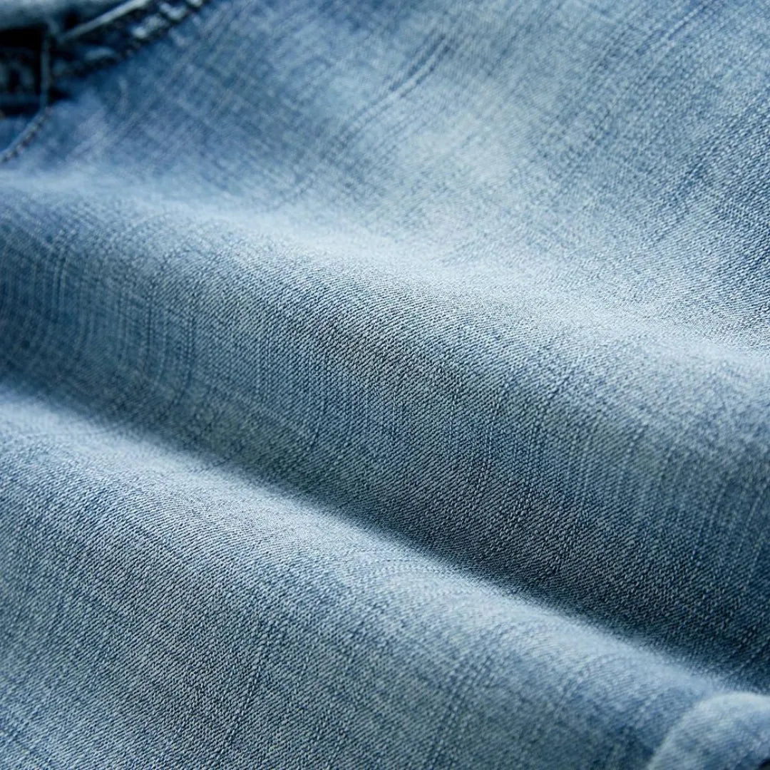 Denim shorts with zip and button closure