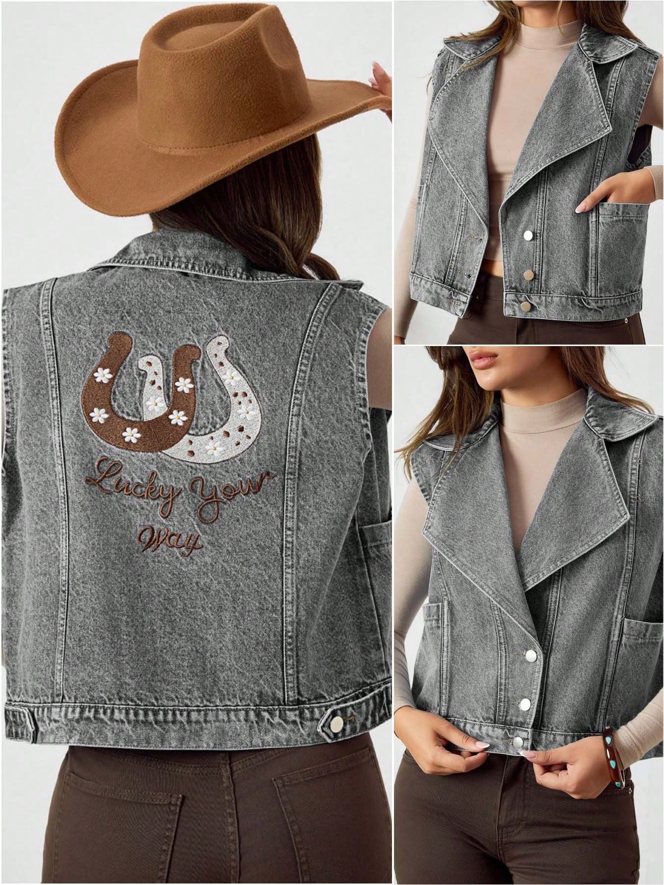 Denim Jacket with Loose Fit and Half Sleeves