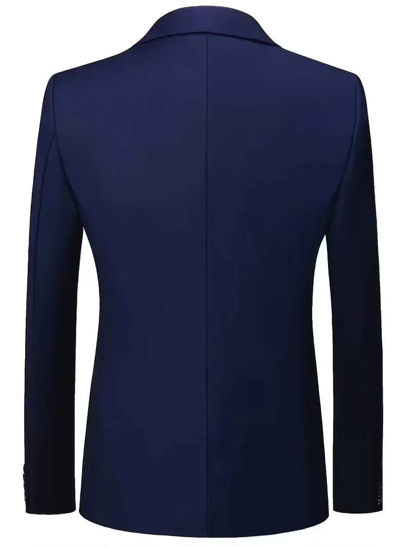 Three-piece men's suit with slim fit and glossy finish