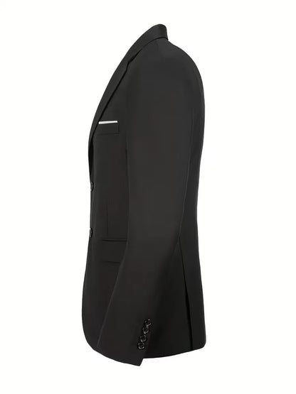 Three-piece men's suit with slim fit and glossy finish