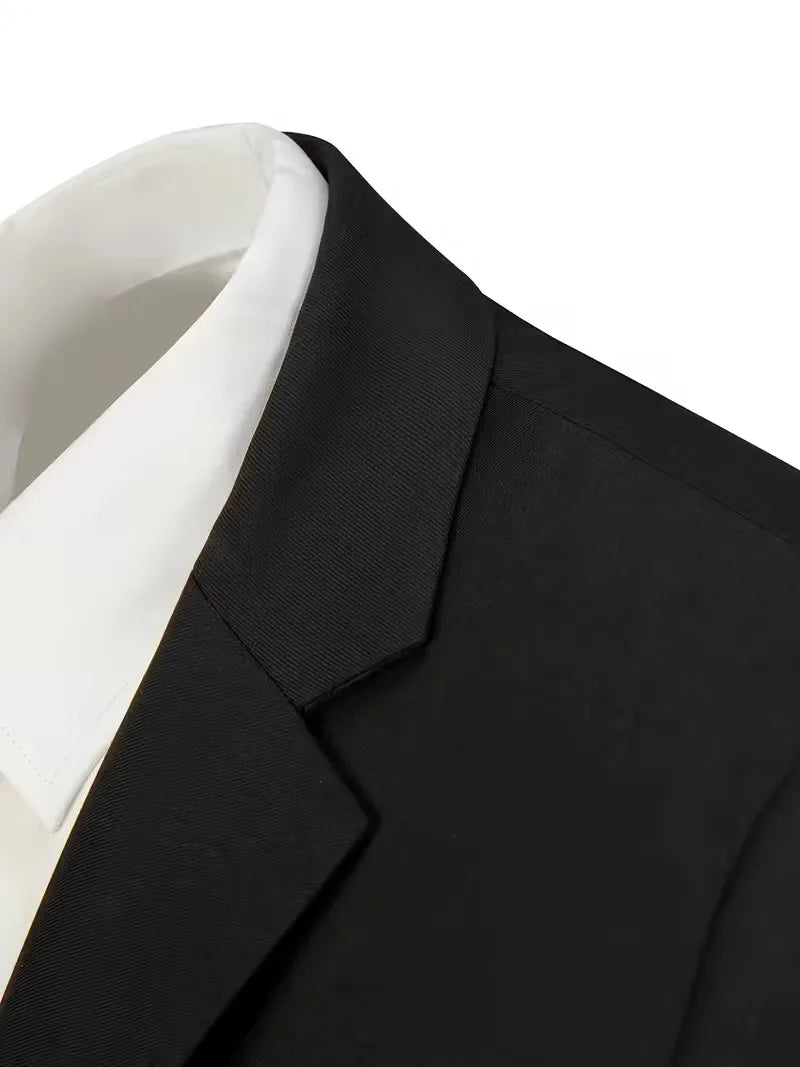 Three-piece men's suit with slim fit and glossy finish