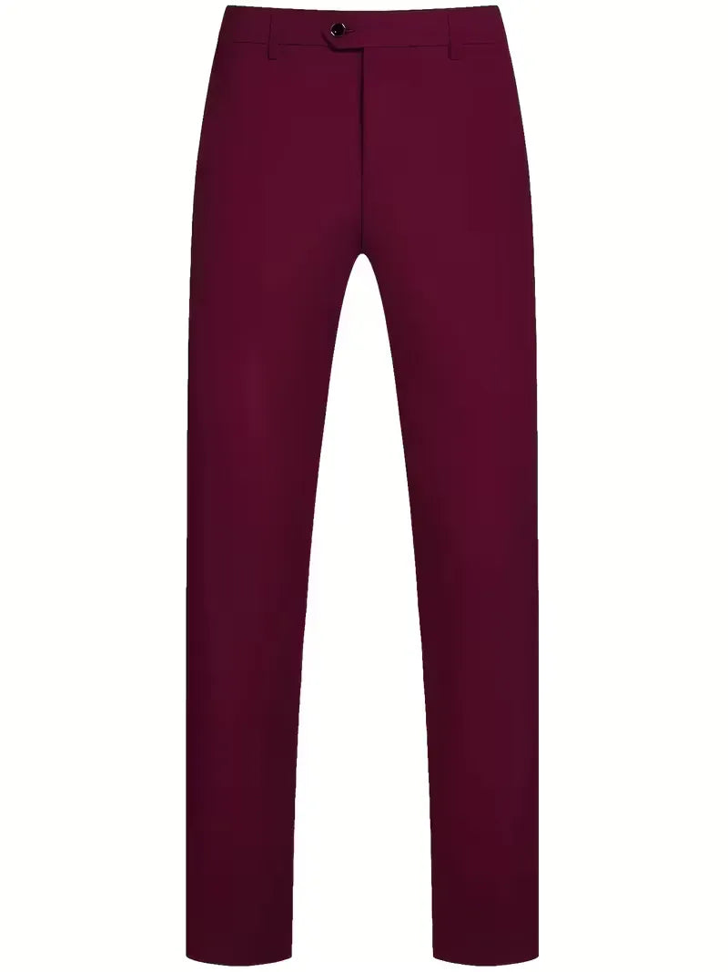 Three-piece men's suit with slim fit and glossy finish