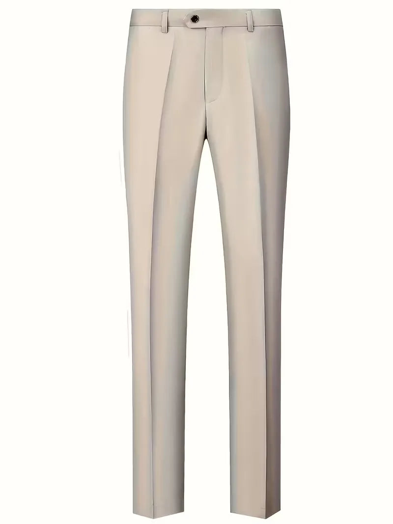 Three-piece men's suit with slim fit and glossy finish