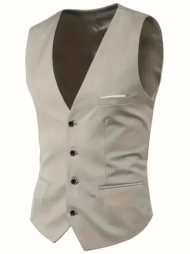 Three-piece men's suit with slim fit and glossy finish