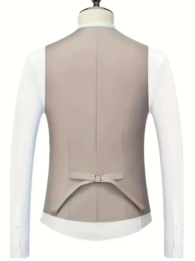 Three-piece men's suit with slim fit and glossy finish