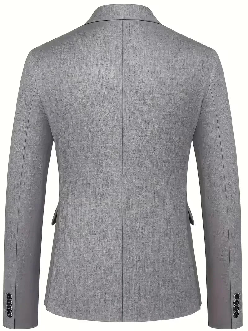 Three-piece men's suit with slim fit and glossy finish