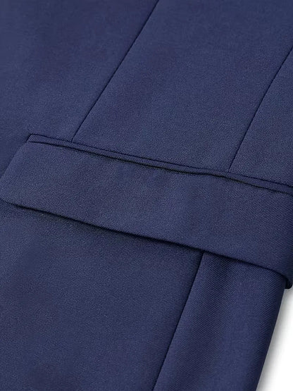 Three-piece men's suit with slim fit and glossy finish
