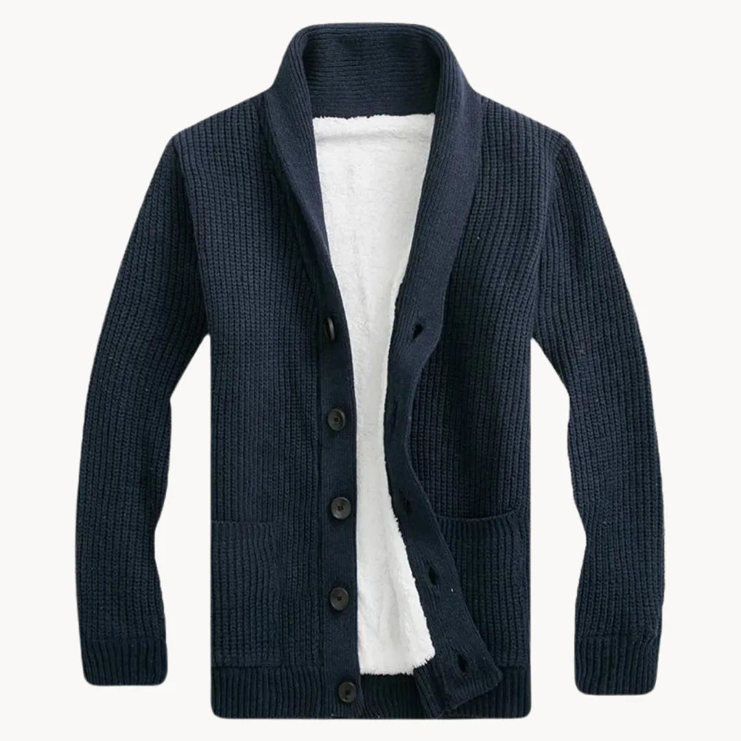 Hugo | Fleece cardigan with shoulder collar and front pockets