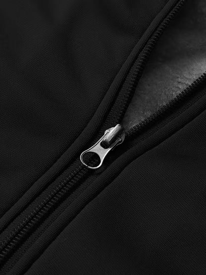 Fleece jacket with hood and zip fastening