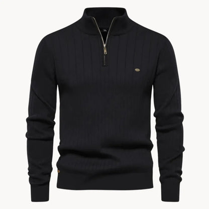 Hugo | Knitted Jumper with Quarter Zip and Ribbed Texture