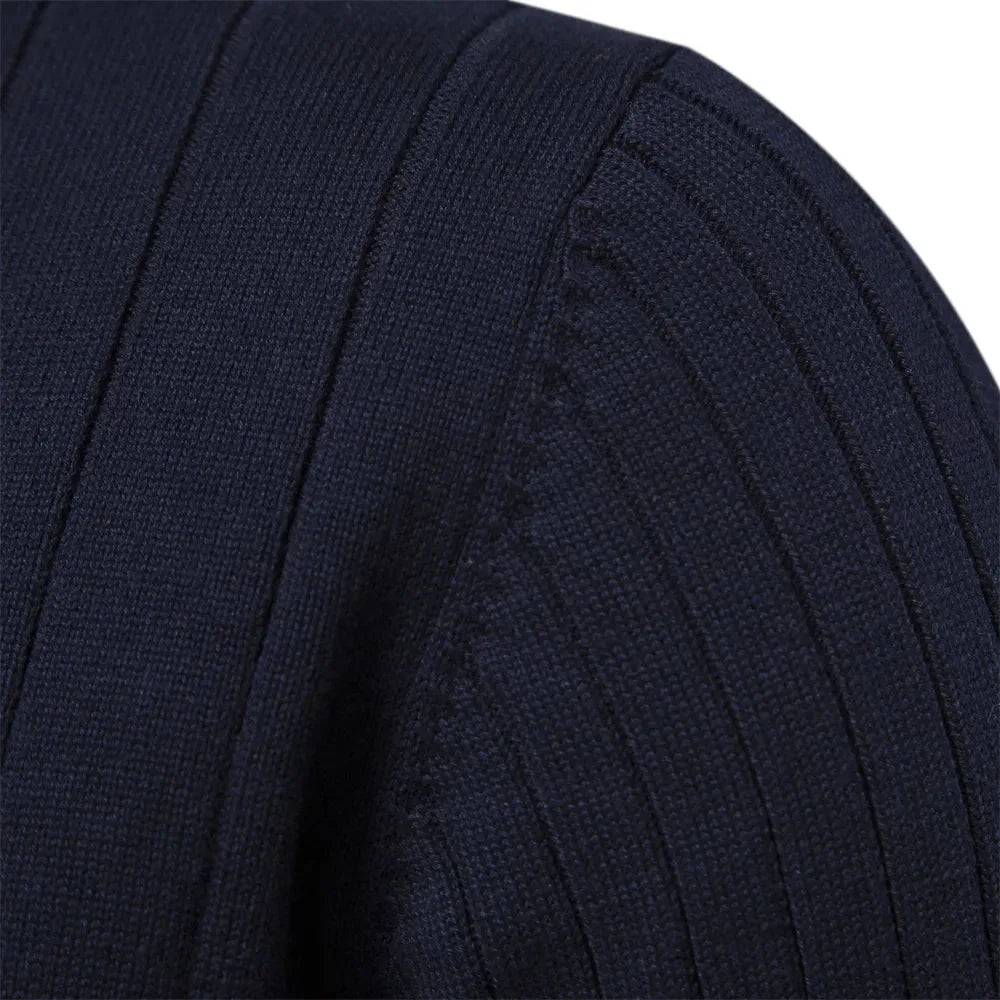 Hugo | Knitted Jumper with Quarter Zip and Ribbed Texture