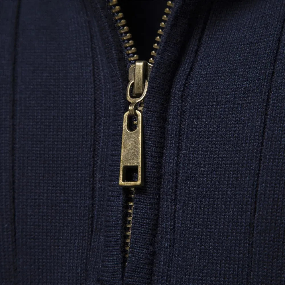 Hugo | Knitted Jumper with Quarter Zip and Ribbed Texture