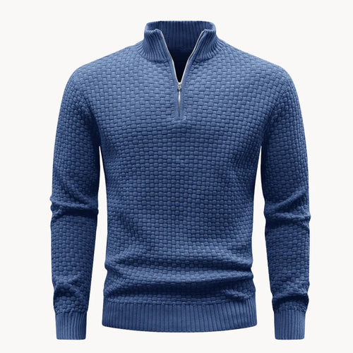 Hugo | Knitted jumper with zip collar and herringbone pattern