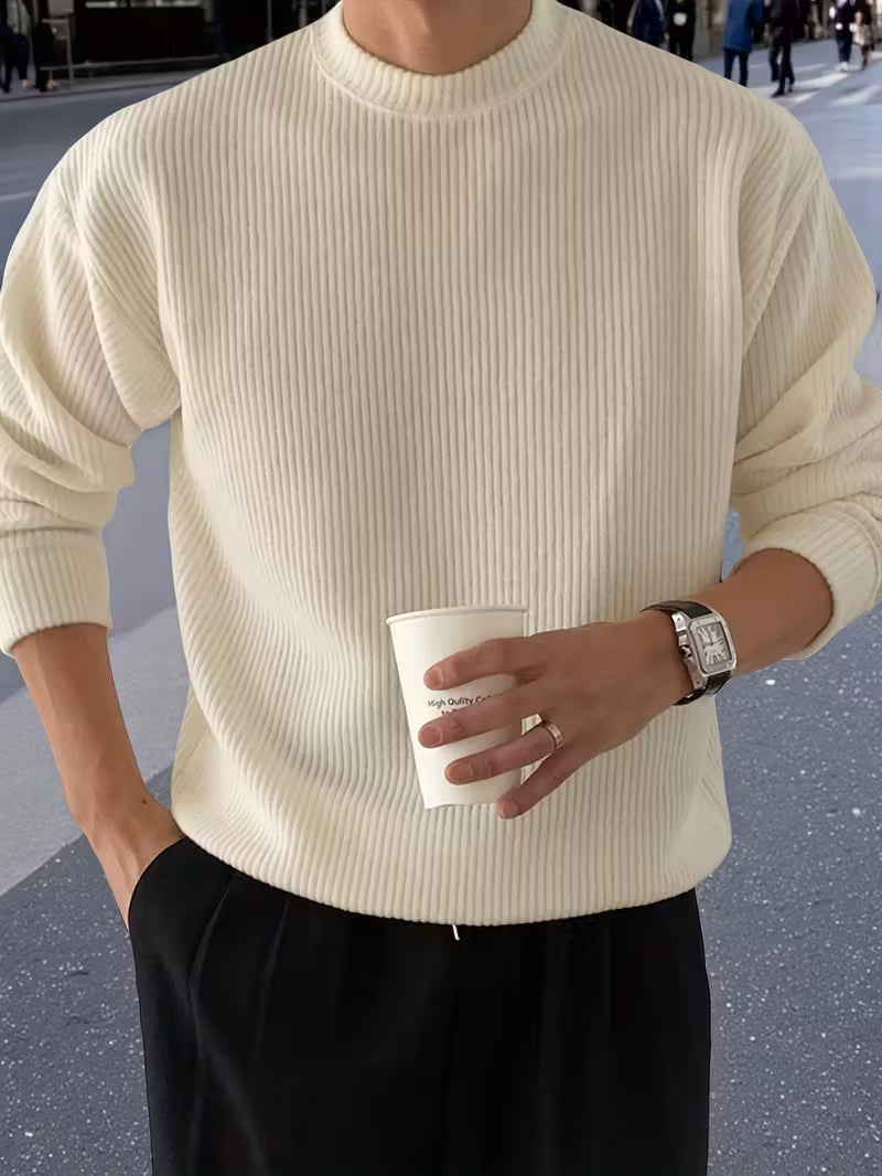 Knitted Jumper with Round Neck and Long Sleeves