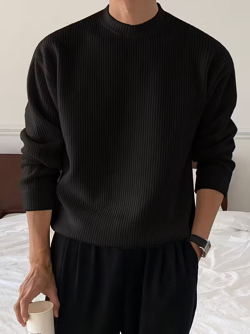 Knitted Jumper with Round Neck and Long Sleeves