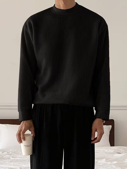 Knitted Jumper with Round Neck and Long Sleeves