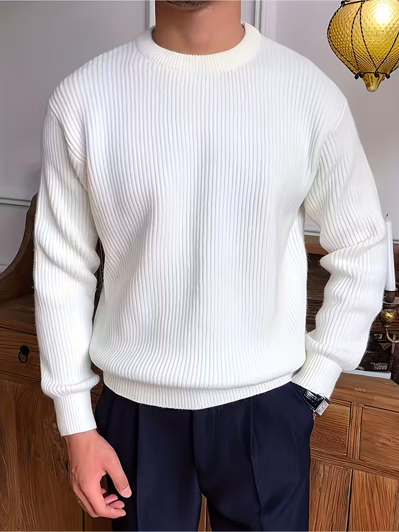 Knitted Jumper with Round Neck and Long Sleeves