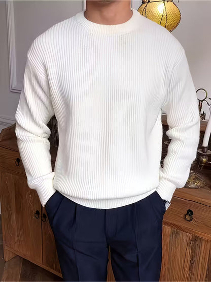Knitted Jumper with Round Neck and Long Sleeves