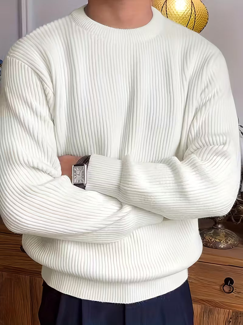 Knitted Jumper with Round Neck and Long Sleeves