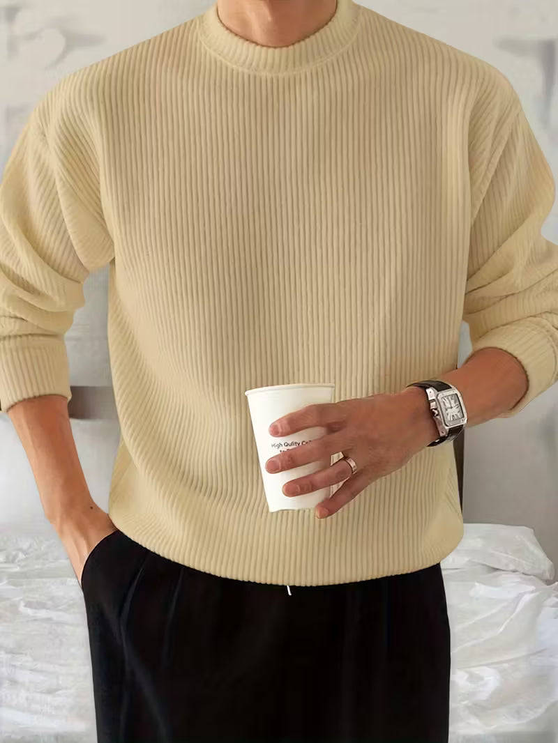 Knitted Jumper with Round Neck and Long Sleeves