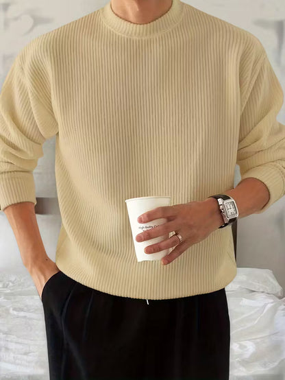 Knitted Jumper with Round Neck and Long Sleeves