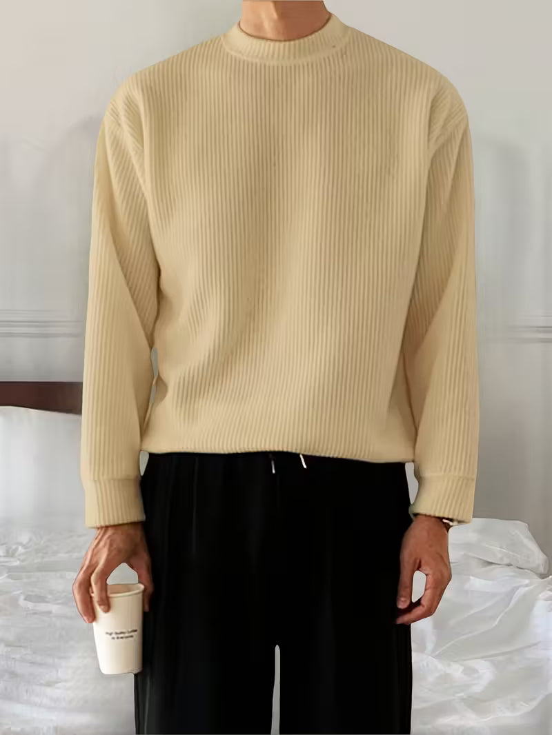 Knitted Jumper with Round Neck and Long Sleeves