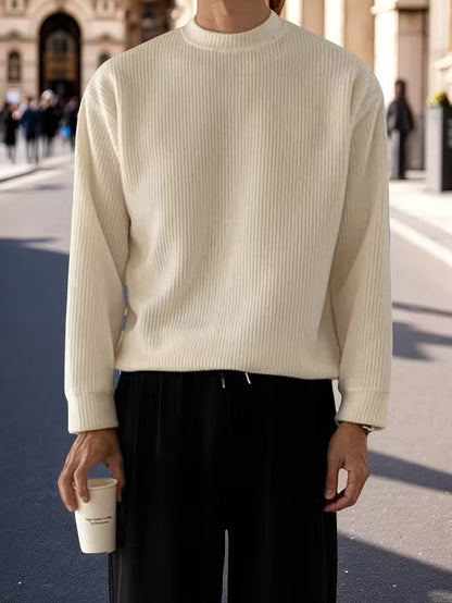 Knitted Jumper with Round Neck and Long Sleeves