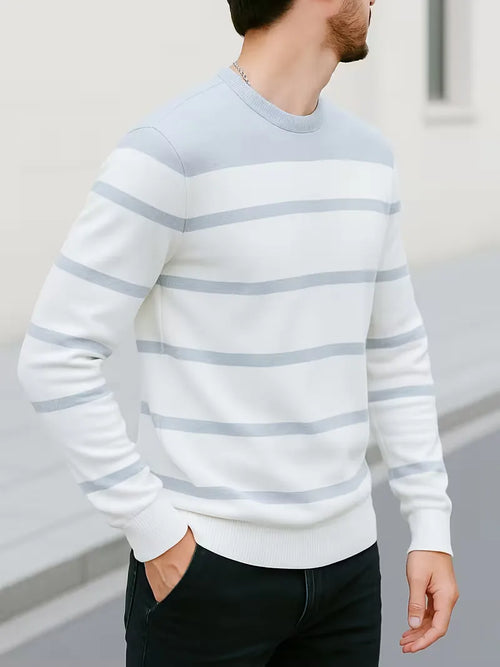 Striped jumper with round neck and long sleeves