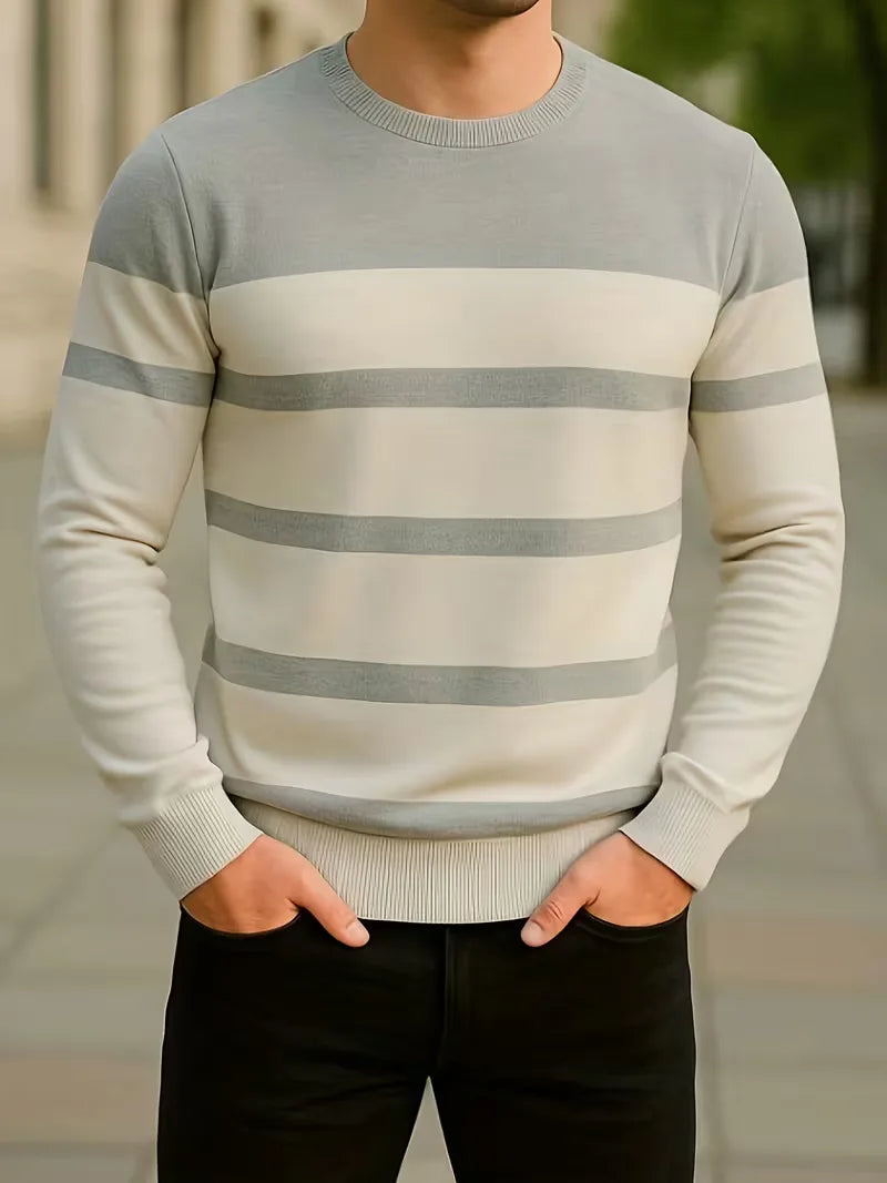 Striped jumper with round neck and long sleeves