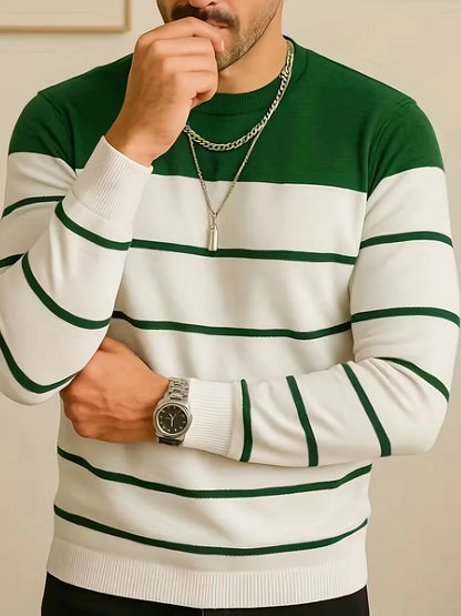 Striped jumper with round neck and long sleeves