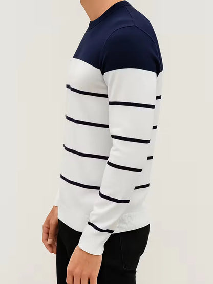 Striped jumper with round neck and long sleeves