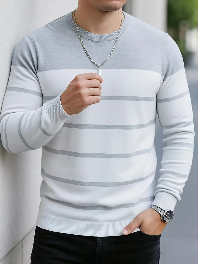 Striped jumper with round neck and long sleeves