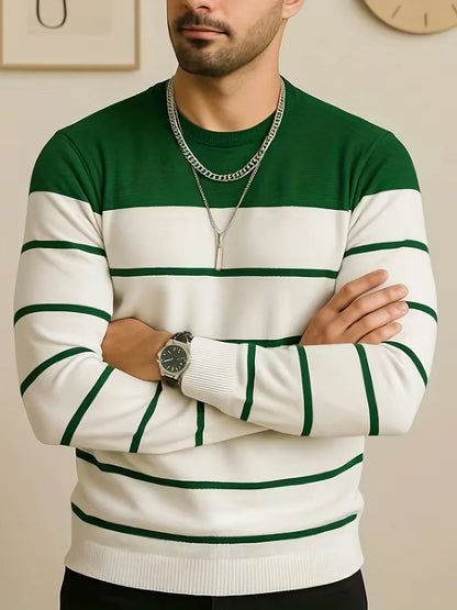Striped jumper with round neck and long sleeves