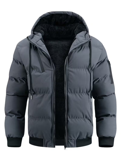 Padded jacket with hood and fleece lining