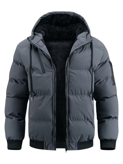 Padded jacket with hood and fleece lining