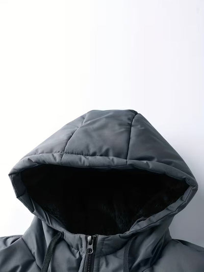 Padded jacket with hood and fleece lining