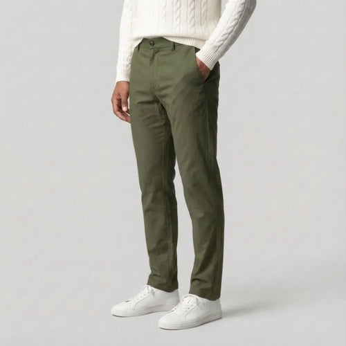Green Chinos with Regular Fit and Side Pockets