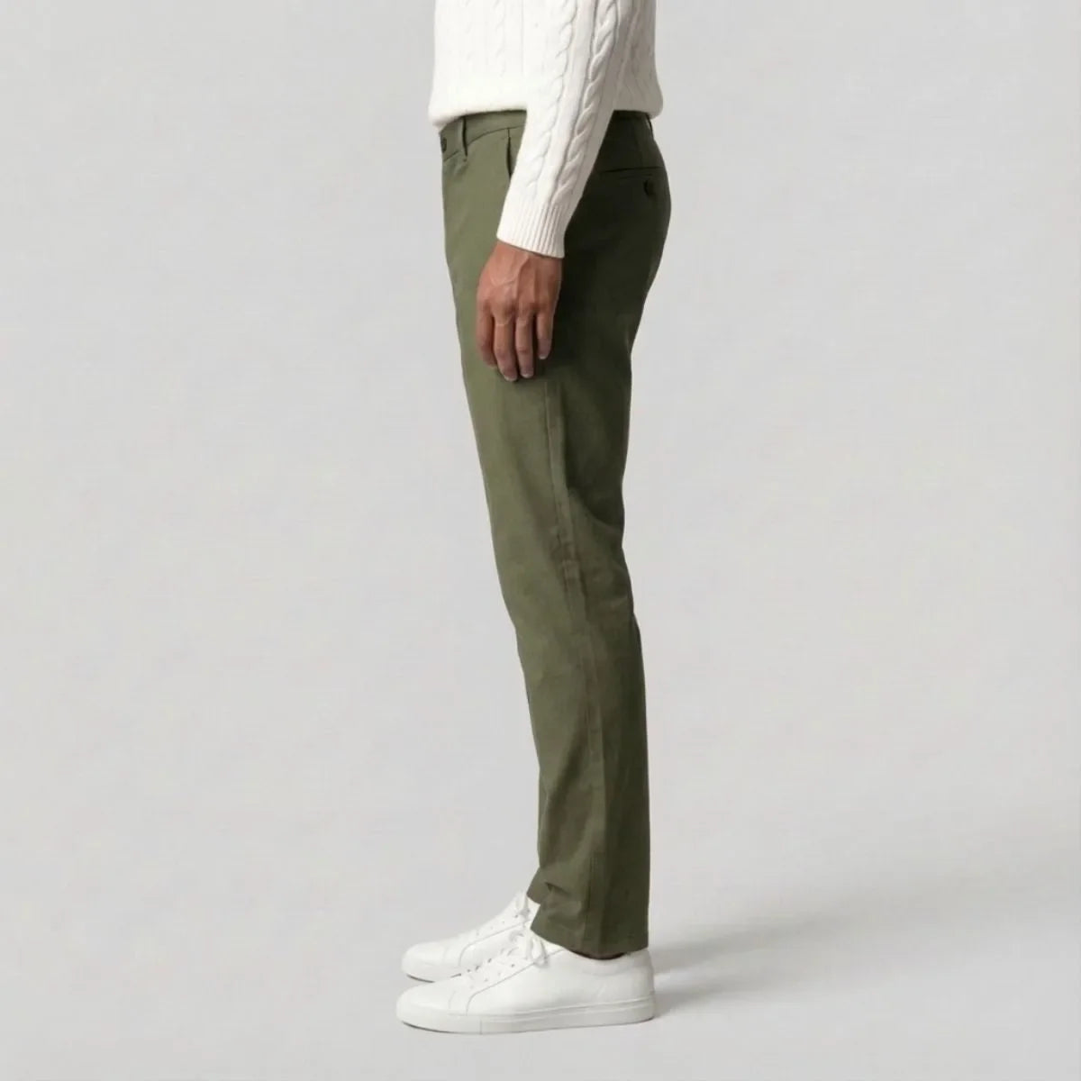 Green Chinos with Regular Fit and Side Pockets