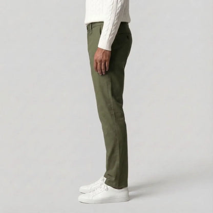 Green Chinos with Regular Fit and Side Pockets