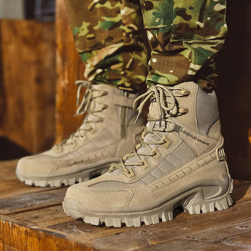 High boots with shock-absorbing sole