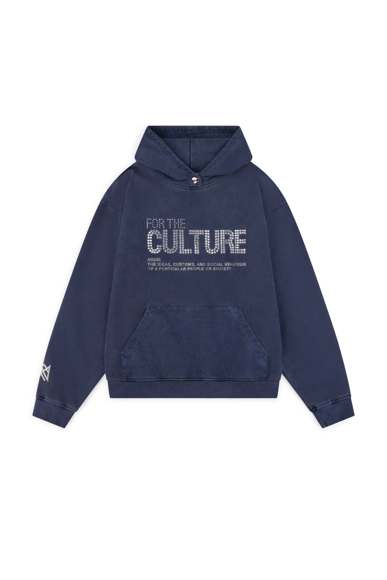 Hoodie with rhinestone print and kangaroo pocket