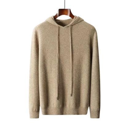 100% Cashmere Hoodie with Hood and Drawstring