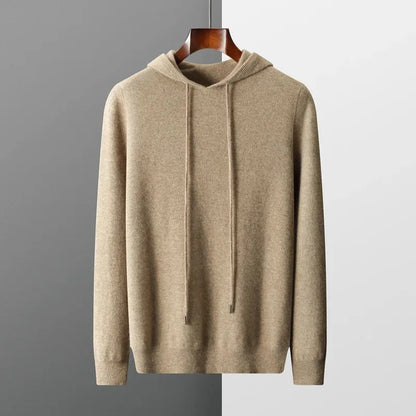 100% Cashmere Hoodie with Hood and Drawstring